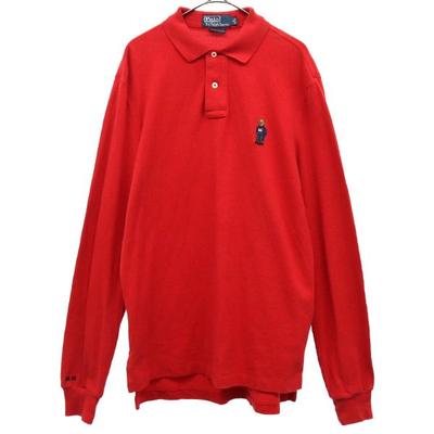 Вышивка Polo Bear Рубашка поло с длинным рукавом Мужская Б/У