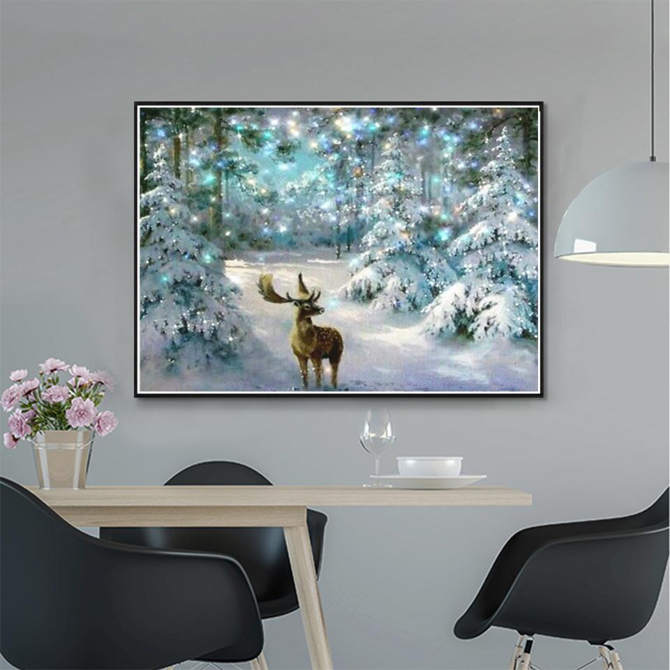 Christmas 5D DIY Diamond Painting Landscape Rhinestone Picture Cross Stitch Kit Full Diamond Embroidery Mosaic Home Decoration
