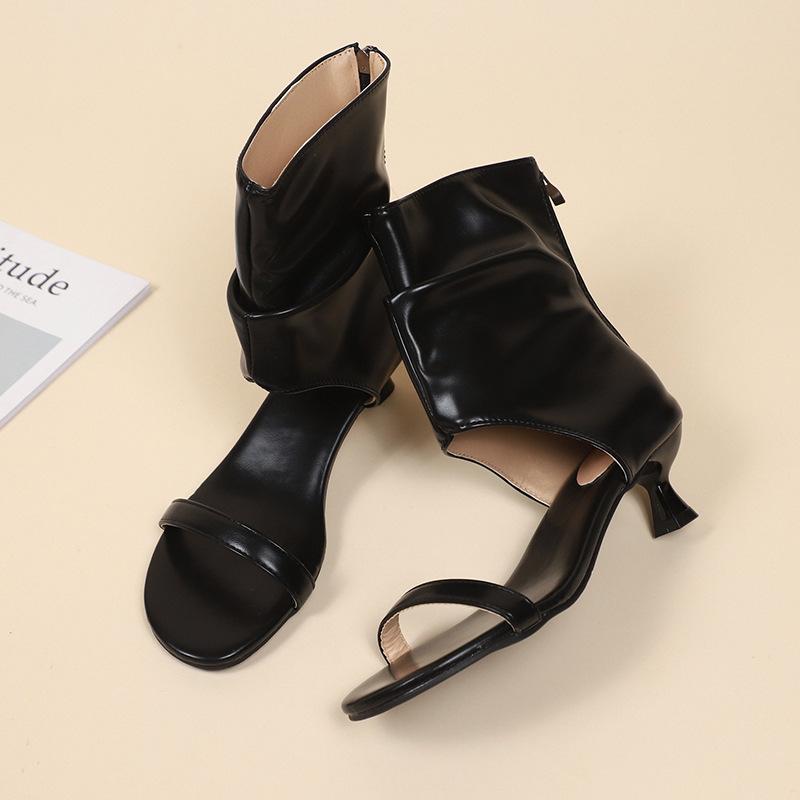 Women's Open-Toe Ankle Boots 2025 - Fashion Peep Toe Chunky Heel Sandal Booties with Back Zipper