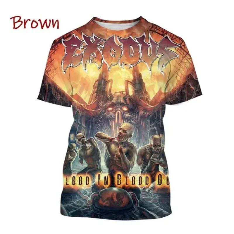 Metal Rock Exodus Band 3D Print O-Neck Tshirt Men Fashion Tees Casual Short Sleeve Oversized Y2K Harajuku Unisex Clothing