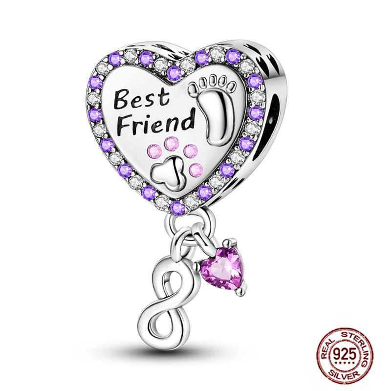 Медные Шармы Большая Любовь Мама Семья Сестра Розовое Сердце Тюльпан Бусины Ча Подходят для Оригинального Браслета Сделай Сам Ювелирный Подарок на День Матери