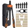 Hand Riveter Set, Two-Handed, Compatible with M3, M4, M5, M6, M8, M10, Etc., Includes 150 Rivet Nuts (Orange)