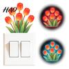 Living Room Wall Decal Glow-in-the-Dark Tulip Switch Sticker, Waterproof Floral Decoration Decal, Peel PVC Sticker and Stick Light for Bedroom