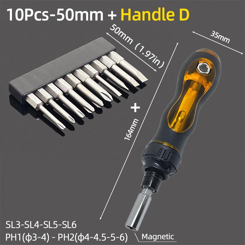 10 шт. набор шлицевых отверток Phillips с плоской крестовой головкой, электрическая отвертка, ручные инструменты S2, стальные магнитные отвертки, сверла