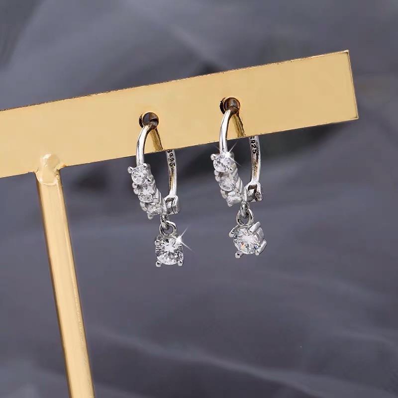 Серьги-кольца Beixi S925 из стерлингового серебра с кристаллами для женщин - Миниатюрный круглый тонкий дизайн