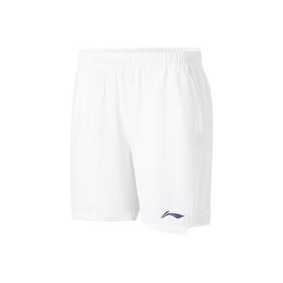 Li Ning Badminton Series сплошной цветной логотип быстросохнущие прохладные шорты для соревнований спортивные шорты унисекс белые AAPU129-2