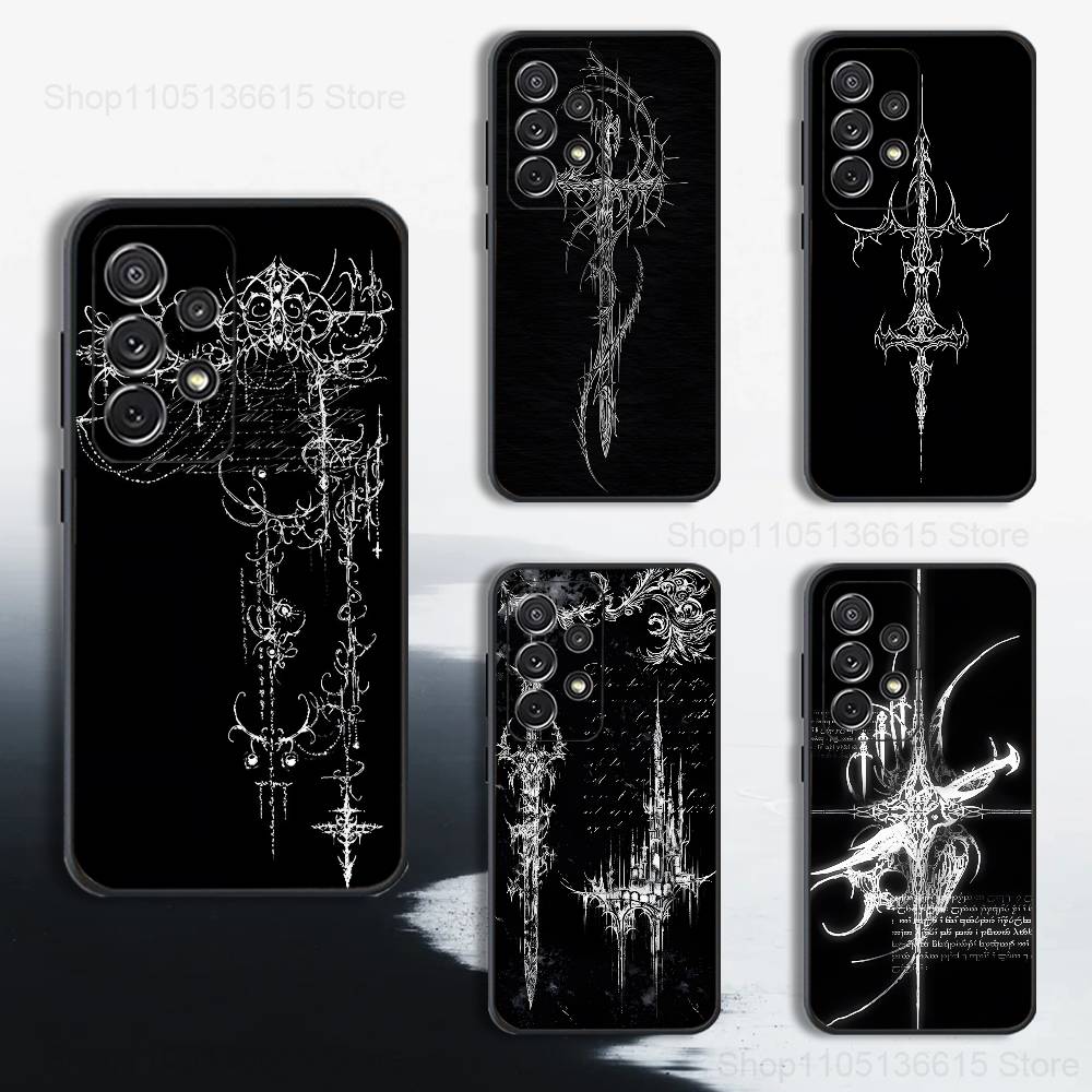 Кибер-сигил Крест Готический Чехол Для Samsung S22,S25,Ultra,S24,S23,FE,S20,S10,Plus,S21,S9,Lite,Мягкий Силикон Черный