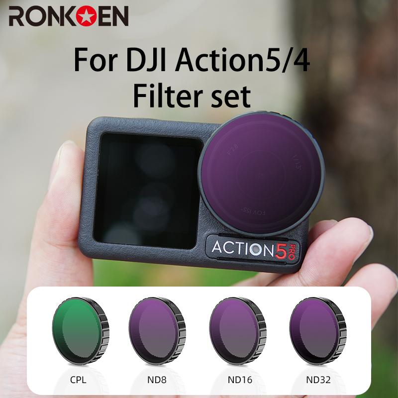 Ronkoen ND CPL Filter for DJI OSMO Action4/5Pro Action Camera Accessories CPL ND8 ND16 ND32 Lens Set Aluminium Alloy Frame