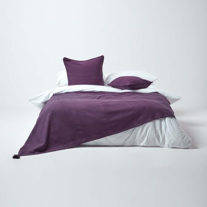 Jeté de lit ou de canapé - homescapes - rajput - violet - 225 x 255 cm - coton naturel