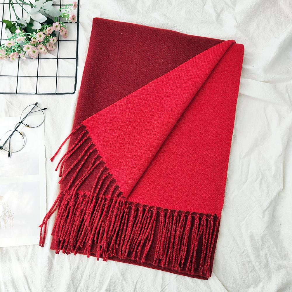 Thickened Solid Color Double Sided Imitation Cashmere Scarf Autumn and Winter Atmosphere Women's High End Versatile Men's Scarf Warm Shawl