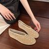 Fashion Women's Flat Shoes Spring New Round Head Shallow Mouth Mesh Cloth Breathable Glitter Soft Sole Non-slip Single Shoes