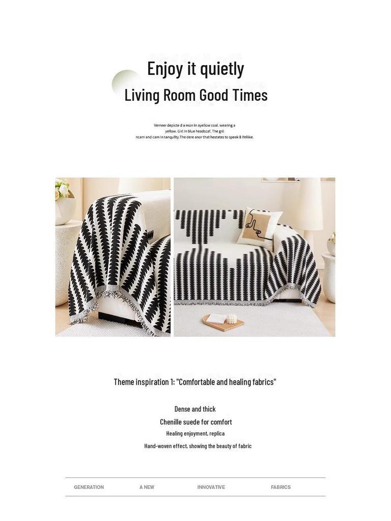 Chenille Nordic Sofa Cover: One-Piece, Dust-Proof, All-Season Blanket