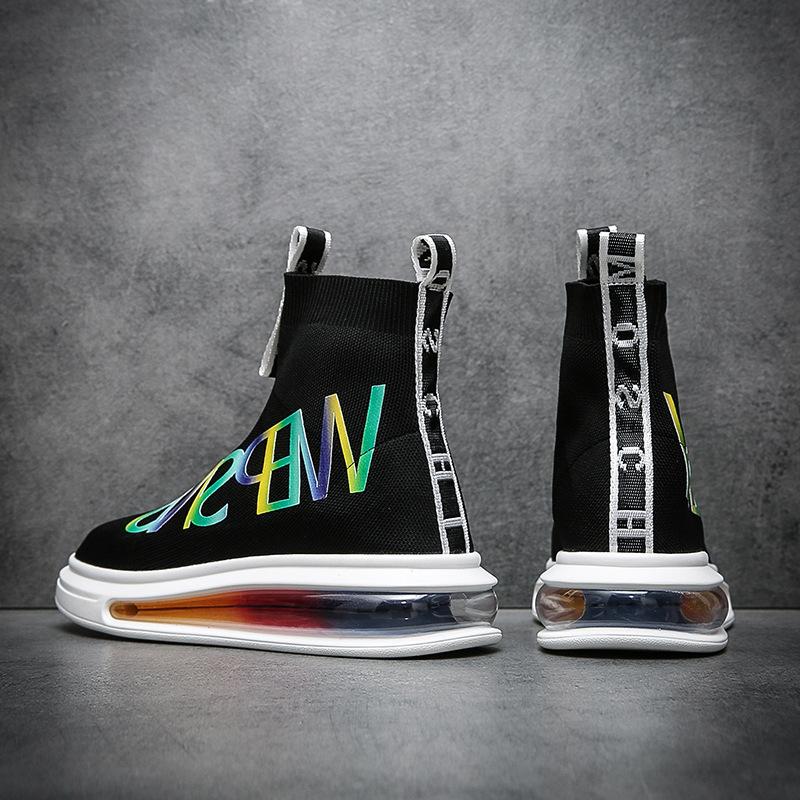 Мужские высокие носки, обувь, летняя дышащая модная обувь с плетением из мух, мягкая подошва с воздушной подушкой, соответствие модным тенденциям. Прямая трансляция в Гонконге