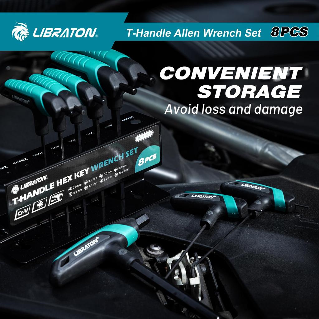 Набор шестигранных ключей LIBRATON, метрические размеры и шестигранный ключ, инструмент для ремонта велосипеда с подставкой, ключи с Т-образной рукояткой, 2, 2,5, 3,0, 4,0, 5,0, 6,0, 8,0, 10 мм,