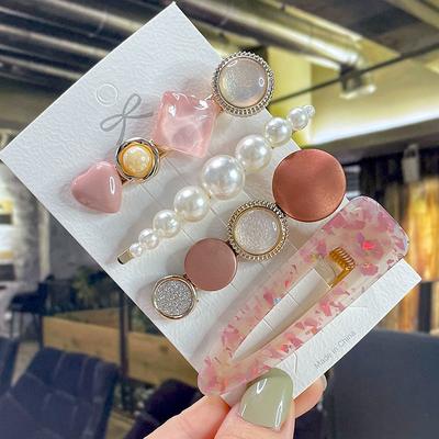 Корейская мода Геометрические заколки Головные уборы Детские заколки Жемчуг Кристалл Зажим для волос Боковая заколка Аксессуары для волос Ювелирные изделия