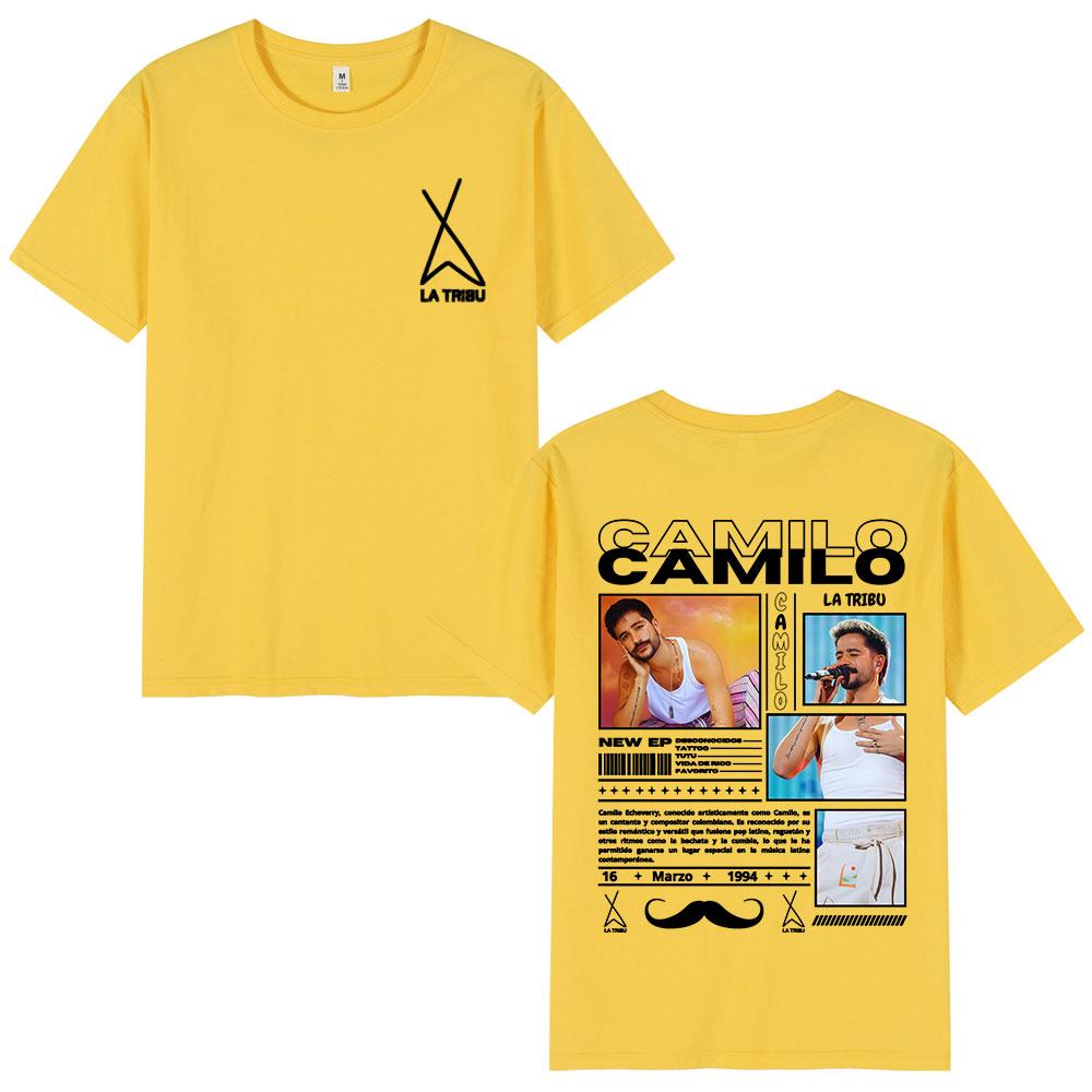 Singer Camilo La Tribu Album Tshirts Unisexs Women Clothing Fashion Hip Hop Oversized T Shirts Cotton Casual T Shirt Streetwear
