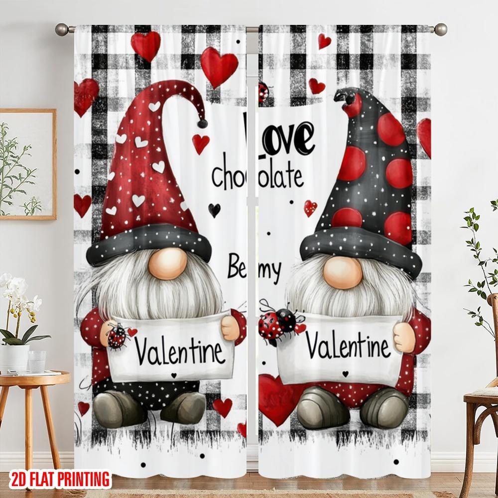 2 шт., 2D печать на плоскости Популярные шторные панели Гном Валентина Прочный полиэстер (без стержня) Все сезоны для гостиной,