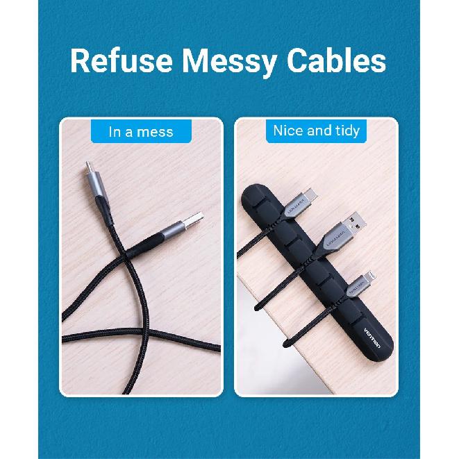 Vention Cable Organizer Silicone USB Cable Winder Desktop Car Management Clips for Data Headphone Earphone Mouse Wire Organizer