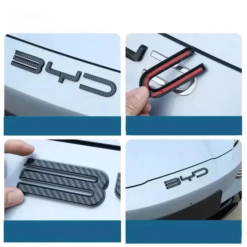 For BYD SEAl EV ATTO 4 2022 2023 2024 Accessories Car Front Bumper Emblem Badge Decal Black Carbon Logo Refit Sticker