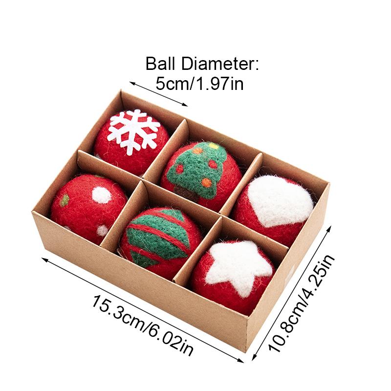 6 шт./коробка Войлочные подвесные шары для вечеринки Подарки Рождественские украшения Дом Санта Снеговик Оформление витрины Шары Украшения Праздник