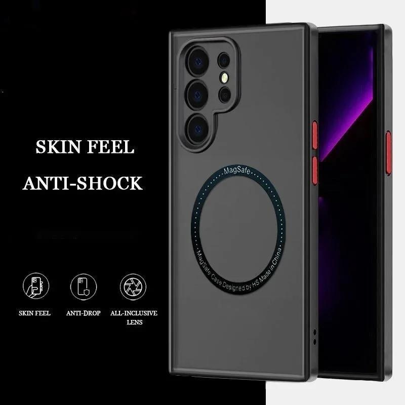 Матовый чехол для Samsung Galaxy S24 S23 S22 Ultra Plus S21 S20 FE для Magsafe, магнитный зарядный бампер, защитная крышка для камеры, принципиально