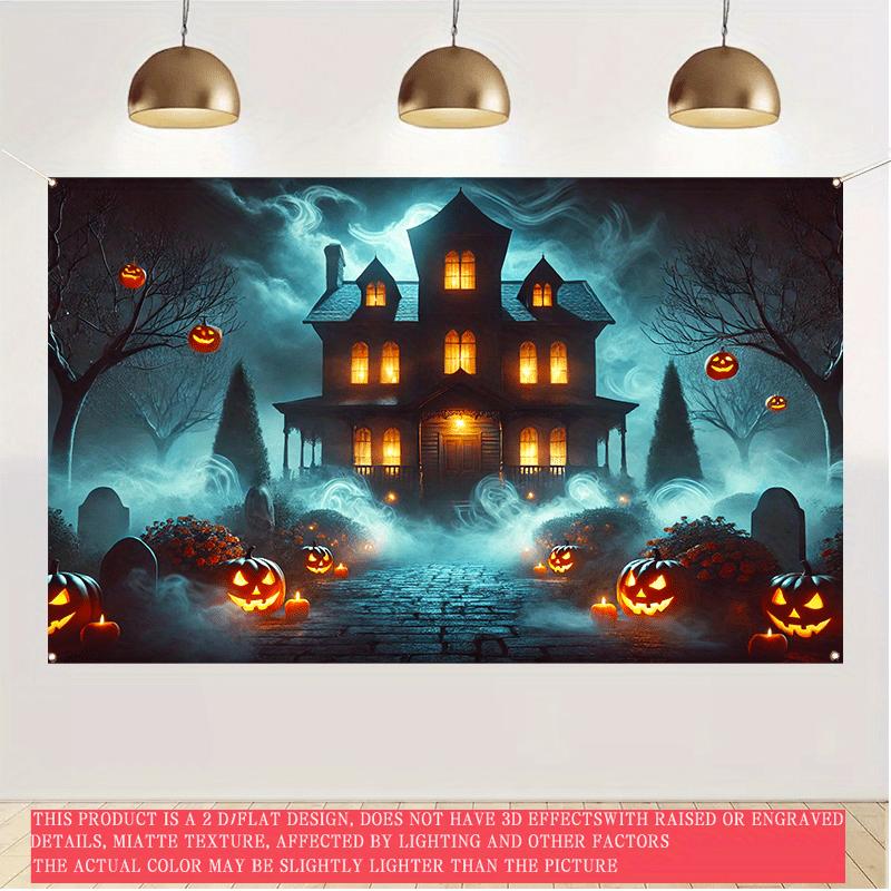 One 2D flat holiday decoration banner a large 71x43-inch Halloween background curtain for Halloween decorationzyc