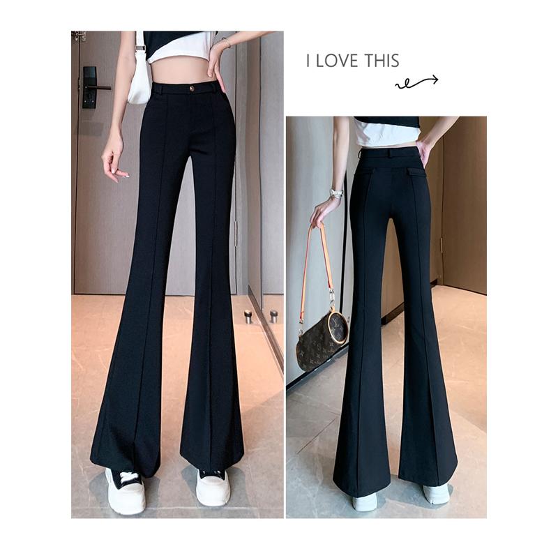 Streetwear OL Office Summer High Waist Women's Wide Leg Capris Skinny Flare Pants for Women Full Length Pants Woman Trousers