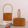 Brown Handhold Weaving Basket with Handle Hanging Basket Creative Flower Basket