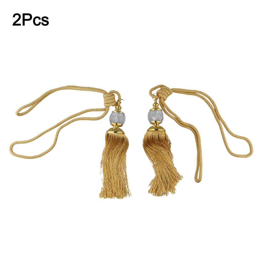 A Pair Of Luxury Curtain Holdbacks With Tassel Tiebacks And Beaded Ball