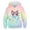 Толстовка с капюшоном и длинными рукавами для девочек, милый 3D-рисунок кошки, детская повседневная уличная кофта на весну и осень