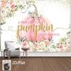 2D Watercolor Pink Pumpkin Backdrop for Girl Baby Shower Photoshoot