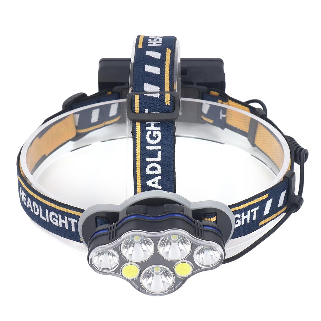 7-ядерный налобный фонарь с большим радиусом действия, перезаряжаемый через USB, уличный рабочий фонарь IPX4, водонепроницаемый, встроенный в