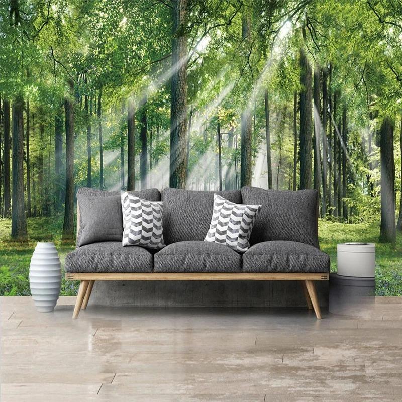 Солнечный зеленый лес 3d настенная роспись гостиная ресторан кафе фон обои домашний декор