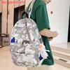 New Fashion Large Capacity Backpack Graffiti Trend Korean Style Schoolbag Ultra-light Travel Knapsacks