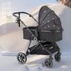 Прогулочная коляска с высокой посадкой, складная легкая конструкция для младенцев и малышей (0-3 года), Сидячее или лежачее положение, Компактный для легкой перевозки