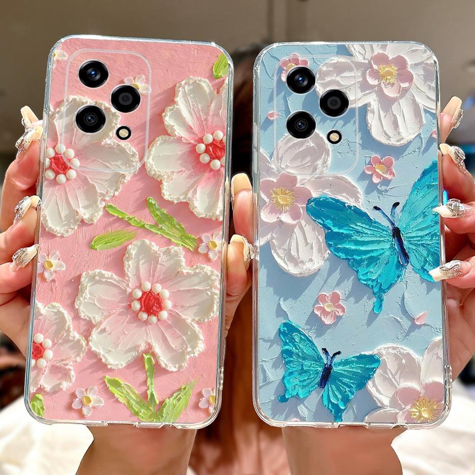 For Honor 200 Lite Case Cute Love Heart Butterfly Painted Cover Clear Silicone Phone Case For Honor 200 Lite 200Lite Soft Fundas