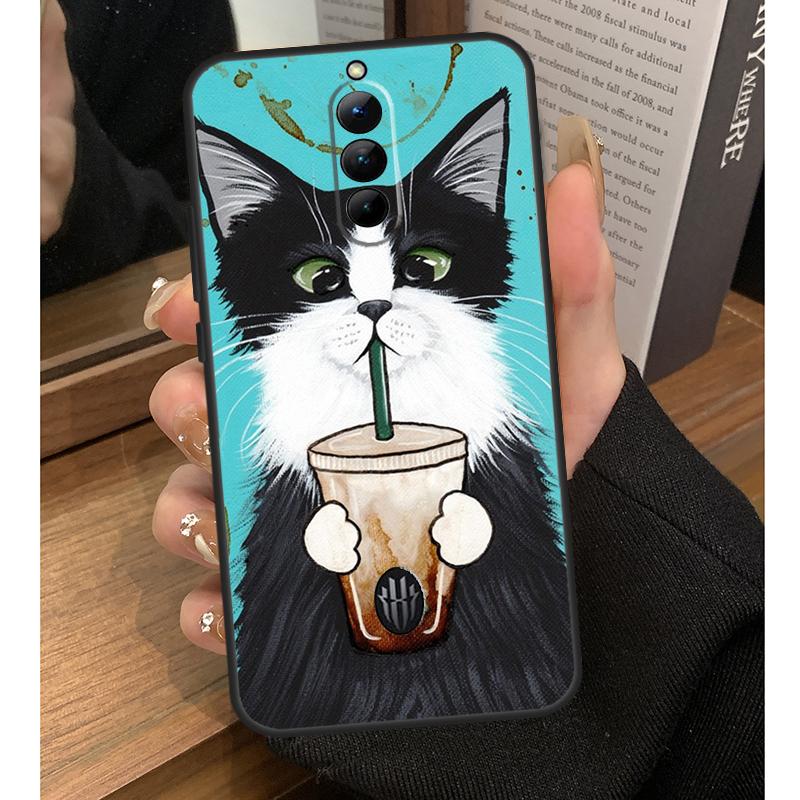 Cute Animal Cat Coffee Case For Nubia Red Magic 6S 7S Pro 6 7 8 9 10 Pro 5G 6R RedMagic 8S 9S 8 9 10 Pro Plus Coque