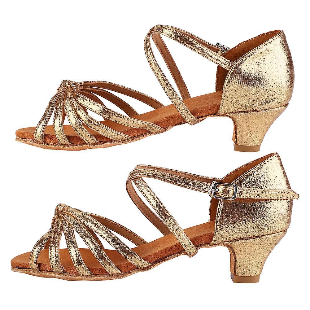 Soft Comfortable Latin Shoes Fashion Dance Shoe for Children Girl Gold Color 32