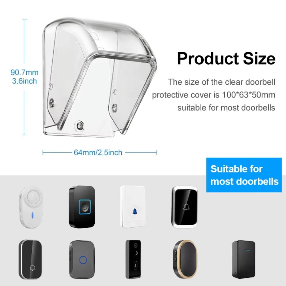 New Waterproof Wireless Doorbell Cover Dustproof Rain Cover Electric Plug Cover Transparent Bell Button Protector for Home