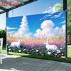 2D Floral Meadow Backdrop, White Bunnies in Spring Flowers for Easter & Children Photoshoot