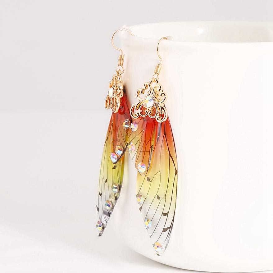 Модные женские украшения Элегантные серьги-капли Длинные серьги в форме крыла цикады