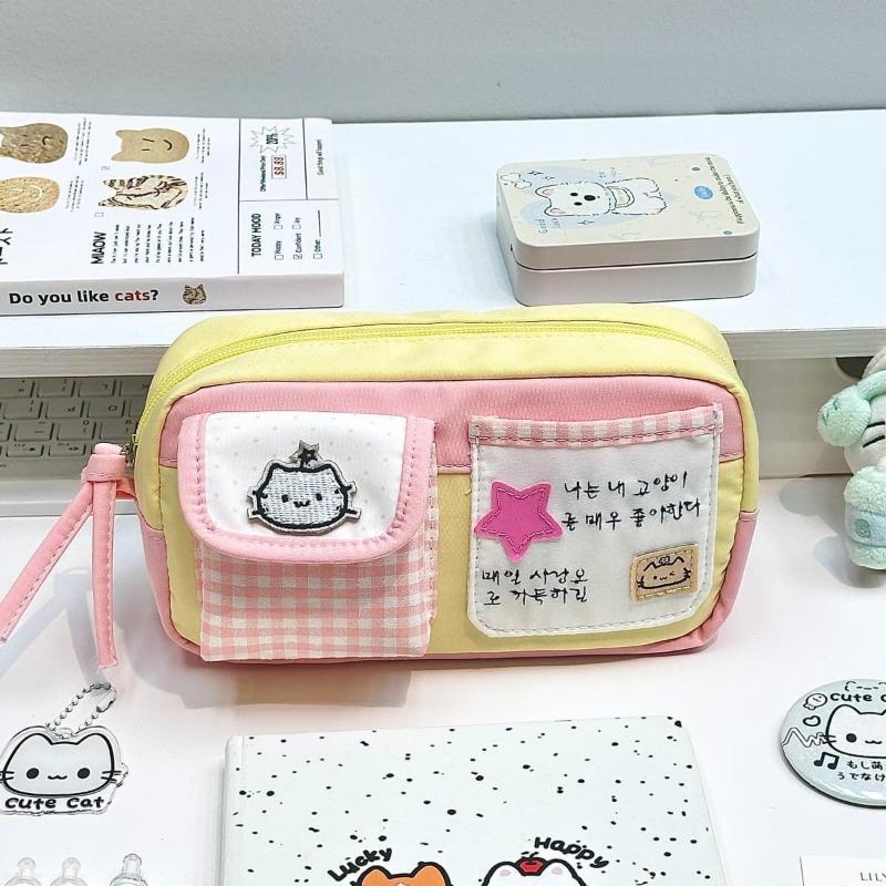 Colorful Magic Cat Pocket Pencil Case Large Capacity Student Stationery Storage Bag