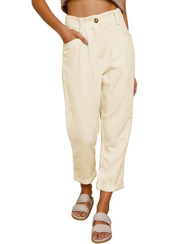 2025 Retro Corduroy Women's Harem Pants - European & American Spring/Autumn Style