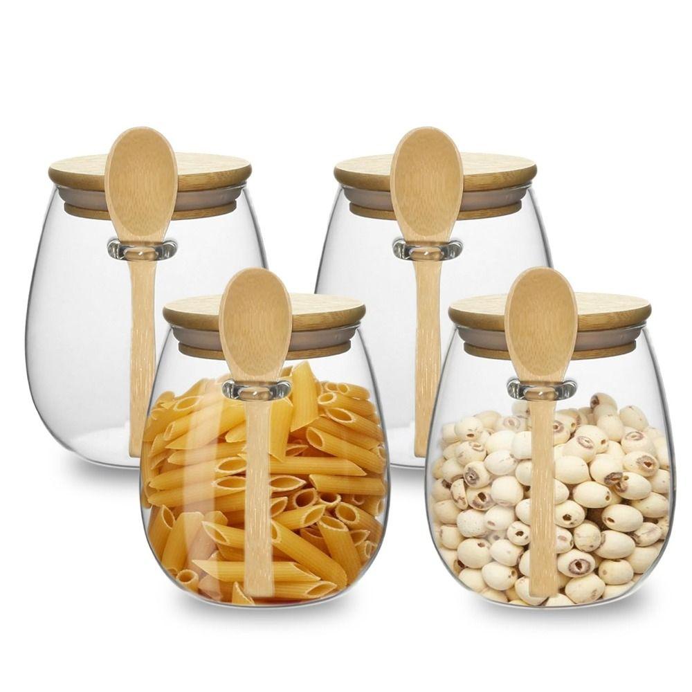 Leak-Proof Glass Storage Jars Wide Mouth Glass Canister Jar Kitchen Canisters Grains