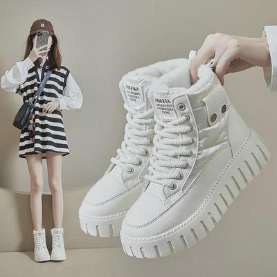 Женские зимние бархатные высокие зимние ботинки 2024 года: Теплые повседневные хлопковые туфли в корейском стиле (ZY12297)