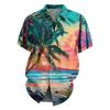 Men's Fashion Loose Hawaiian Printed Short Sleeve Beach Shirt