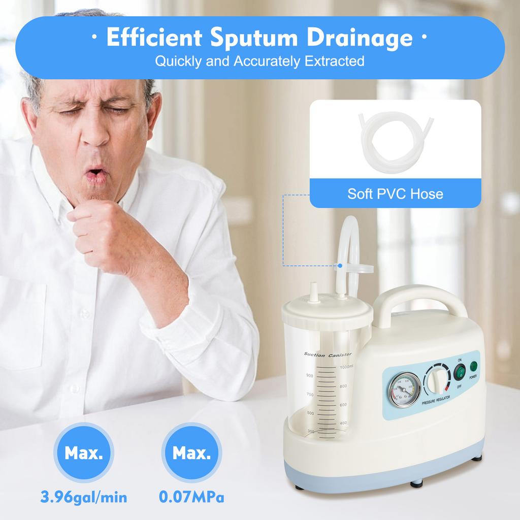 1000ml Portable Electric Veterinary Aspirator Vacuum Suction Unit Silent Vacuum Pumping Unit 110V