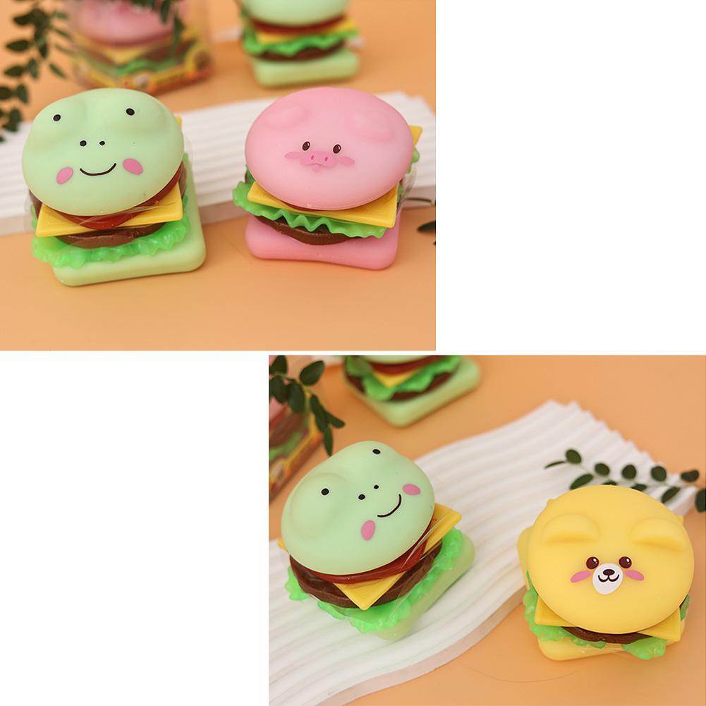Cartoon Squeeze Toy Cute Animal Hamburger Stress Relief Toy DIY Stacking Food Squeeze Toy Gifts For Boys Girls