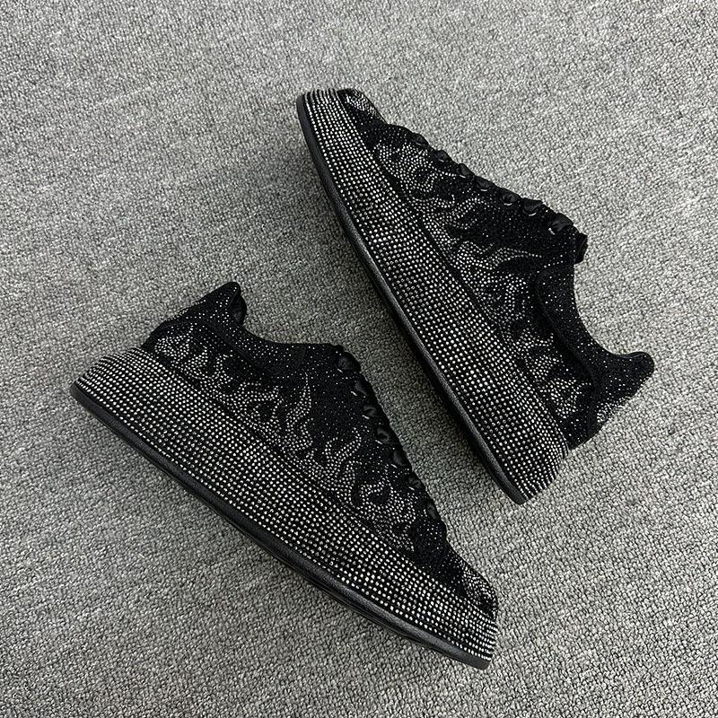 Модные Роскошные Дизайнерские Мужские Гламурные Туфли на Платформе со Стразами для Выпускного Вечера Повседневные Балетки Мокасины Мужские Рок Хип-хоп Кроссовки для Ходьбы