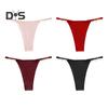 Women Panties Solid Color Heart Ring Decor Butt-lifted Low Waist Seamless Elastic Briefs Seductive Thong Female Underwear